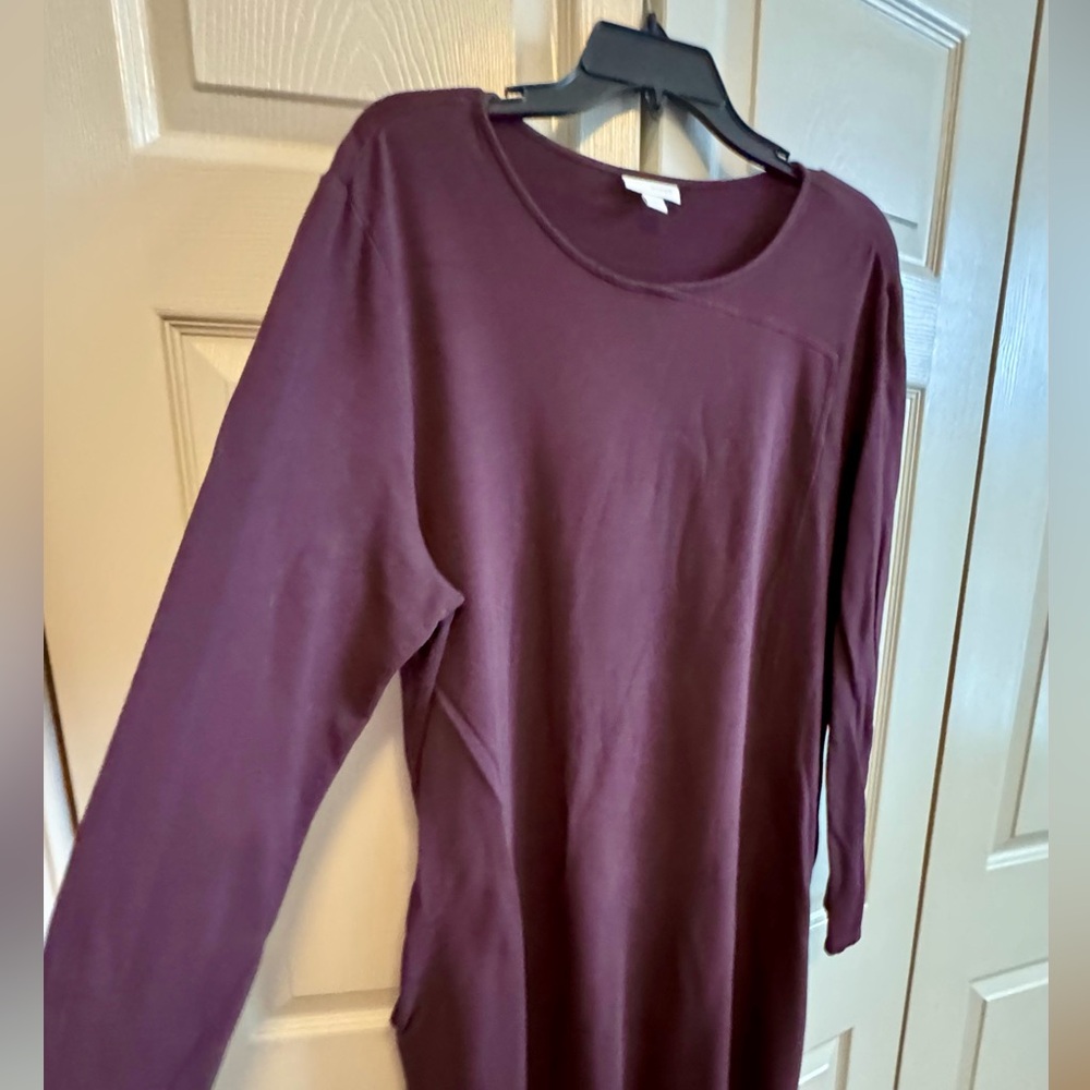 J Jill Pure Jill Plum Color Long Sleeve Pima Cotton Tunic Dress - Picture 2 of 9